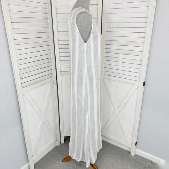 Natural Impressions Striped Muslin Swim Cover Maxi Dress White Medium - Picture 3 of 11